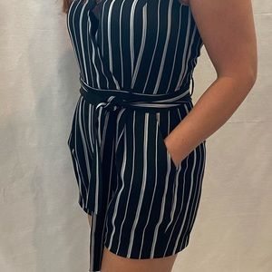 Banana Republic striped belted romper